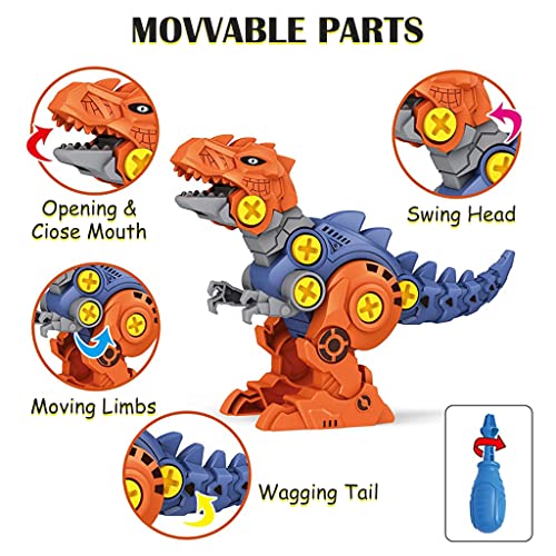 PATPAT Dinosaur Toys for Kids, Dinosaur Robot Transformers Toys STEM Construction Building Toys for Kids, Dinosaur Toys with Screwdriver Building Blocks Gifts for Kids 3 - 8 Year Old (5 PCS 9-16cm)