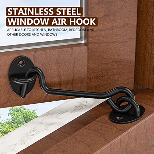 HASTHIP 2Pcs 4 Inch Sliding Door Lock, Barn Door Lock Gate Latch, Gate Hooks and Eyes, Rust-Resistant Metal Gate Latch with Screws, Privacy Hooks Latch for Door, Window, Cabin, Barn (Black)