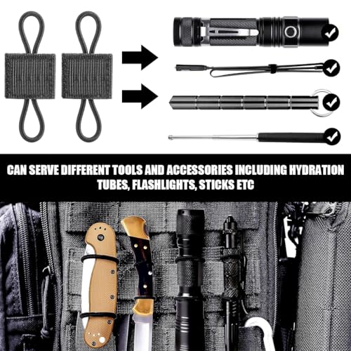 Proberos® Pack of 10 Tactical Gear Holder Clip Molle Webbing Retainer Elastic Binding Ribbon Buckle for Vests Backpacks Multi-Purpose Attachments 3 PCS