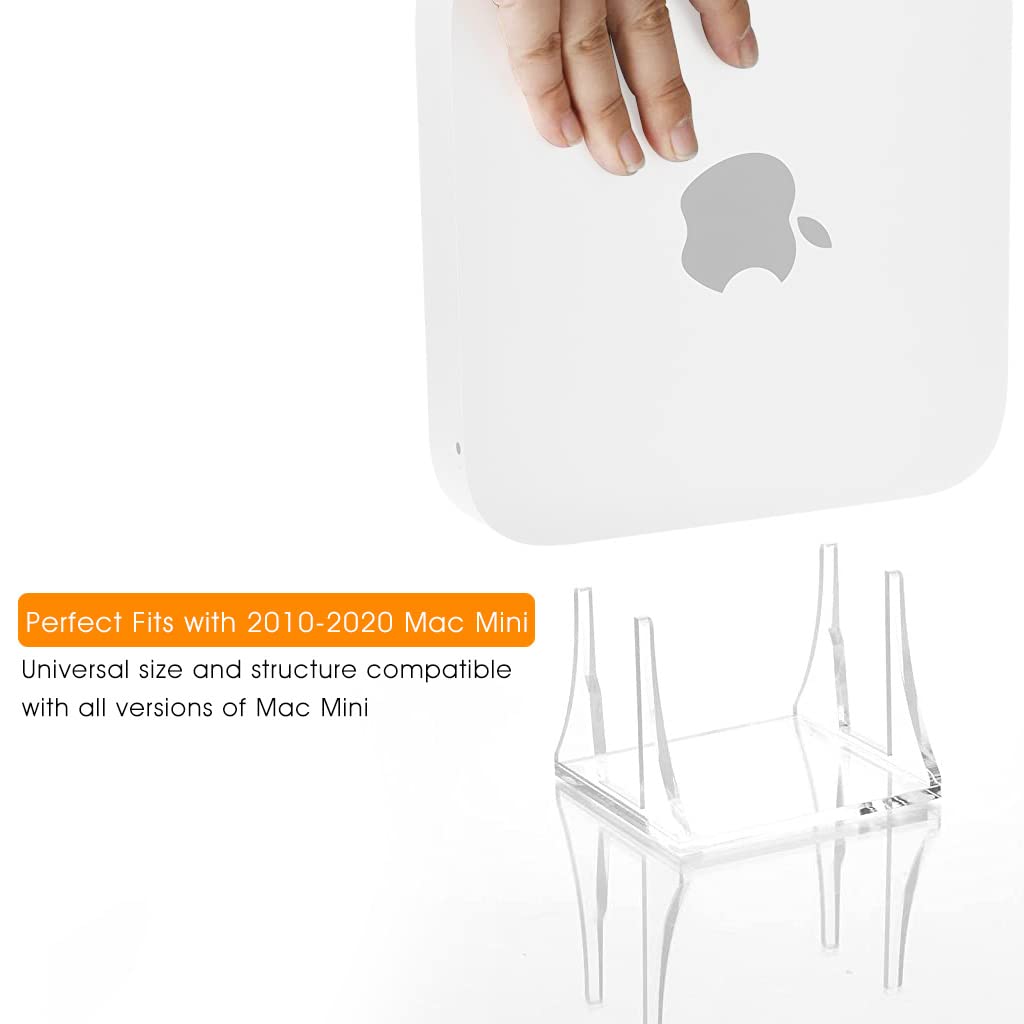 ZORBES Mac Mini Stand Mac Mini Mount Desktop Stand for Apple Mac Mini 2010-2020 Clear Acrylic Organizer Wall Mount Mac Mini Holder Under Desk Mount Dock for Apple Mac Mini