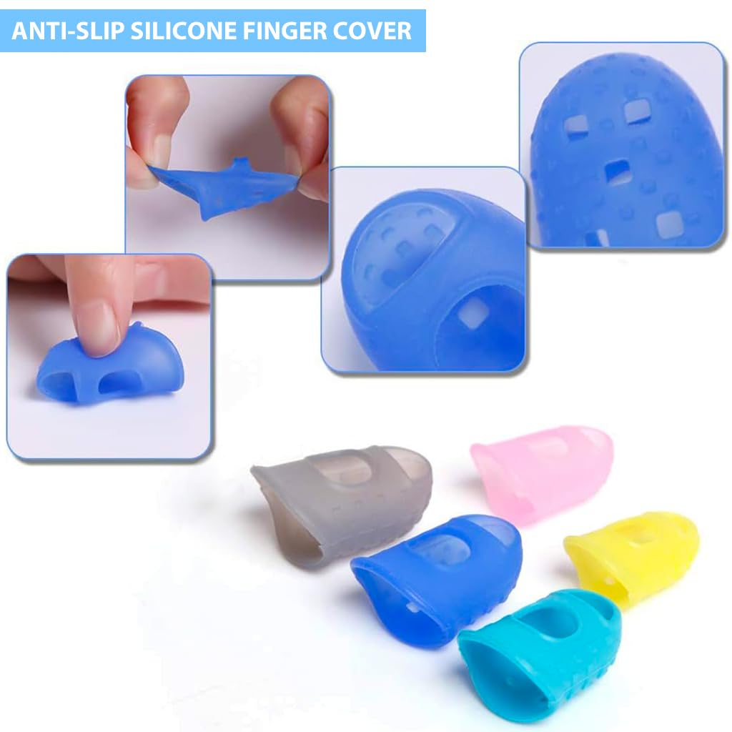 PATPAT 18Pcs Guitar Pick & 8Pcs Guitar Finger Protector with 4 Sizes Guitar Picks for Acoustic, Silicone Fingertip Protectors Finger Protection for Beginner Pressing String Finger, Guitar Accessories