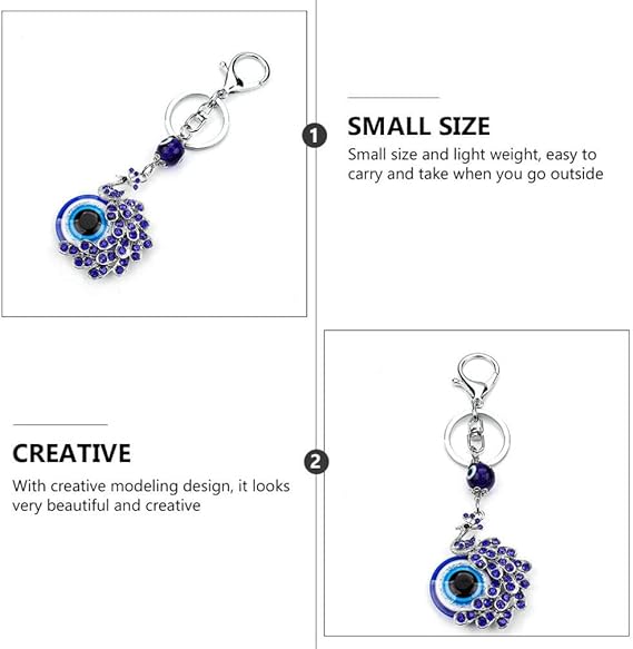 ZIBUYU® Peacock Shape Pendant Blue Evil Eye Keychain Crystal alloy peacock Keyring for Men and Women (Pack of 1)