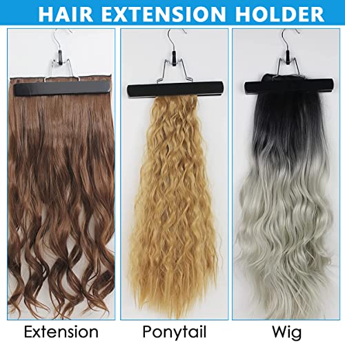 MAYCREATE Hair Extensions Hanger Storage Bag, Hairpieces Dustproof Cover Non-Woven Cloth Wigs Hanging Storage Holder, Clear Zip Up Closure, Waterproof and Portable