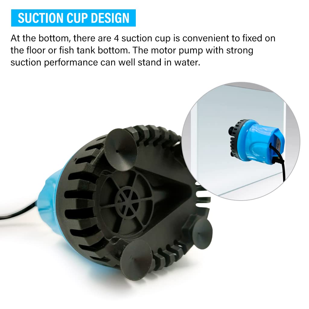 Qpets 1200L/H Submersible Water Fountain Pump, Mini Water Pump for Pond, 25W Power Large Water Pump for Fountain, Water Circulation Pumps with Suction Cup Bottom for Fish Garden (Blue)