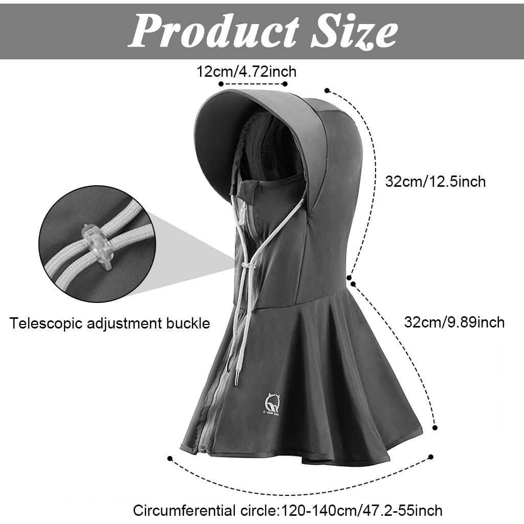 PALAY Sun Hats for Women Wide Brim Cap with Face Cover Sun Protection Scarf Cap for Women Breathable Summer Hats Lightweight Full Zip Up Visor Cap For Riding, Hiking, Travel, Beach