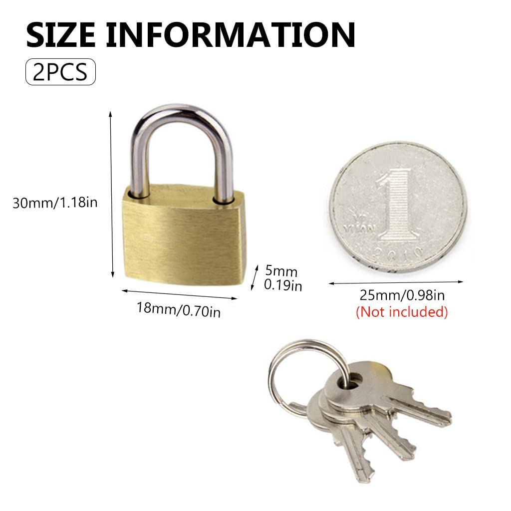 HASTHIP Heavy Duty Mini Padlock, Solid Brass Lock with 3 Keys for Securing Your Suitcase, Jewelry Boxes, Gym Locker, Tote, Mini Fridge, Cabinet, Gold