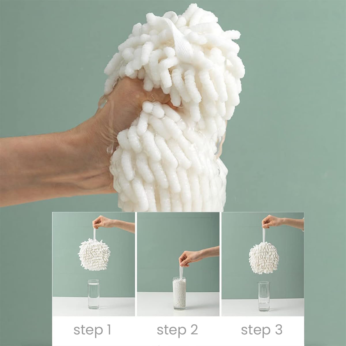 Supvox 2 Pcs Fuzzy Ball Hand Towel Soft Fast Drying Bath Hand Balls Towels Microfiber Hand Towel Set for Bathroom Kitchen (White and Gray)