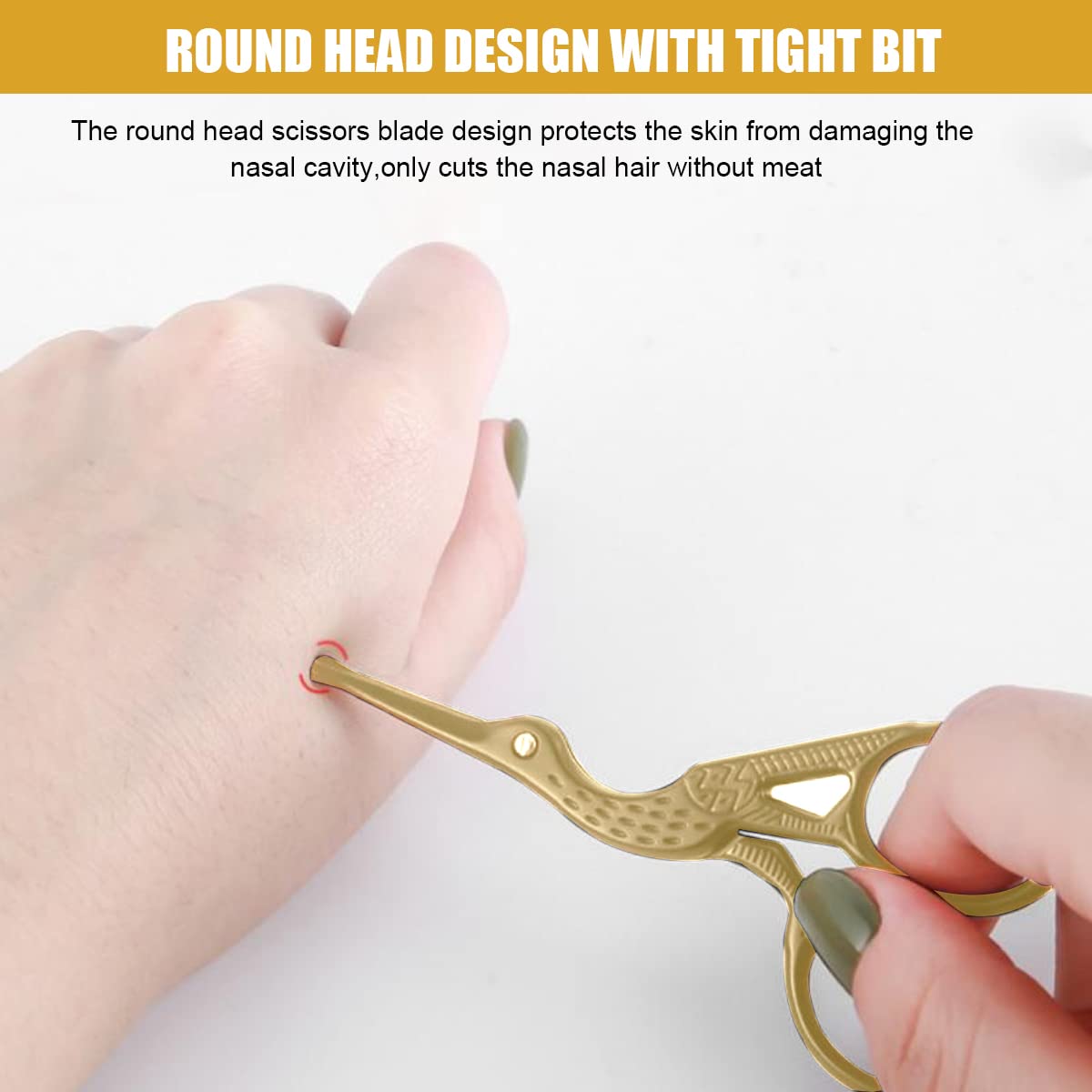 HASTHIP Gold Nose Hair Trimmer,Ear & Nose Hair Scissors for Men,Multipurpose Small Beard Scissors,Women Eyelashes Eyebrow Scissors,Safety Blunt Tip for Facial Hair Moustache with Storage Box