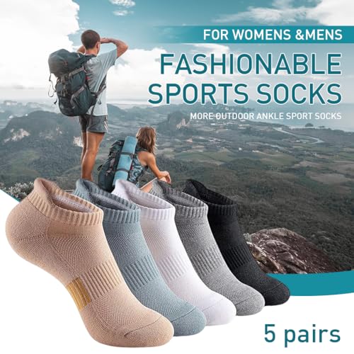 MAYCREATE 5 Pairs Sport Socks Unisex Mix Color Ankle Socks Summer Breathable Polyester Cotton Socks Fashion Sport Socks