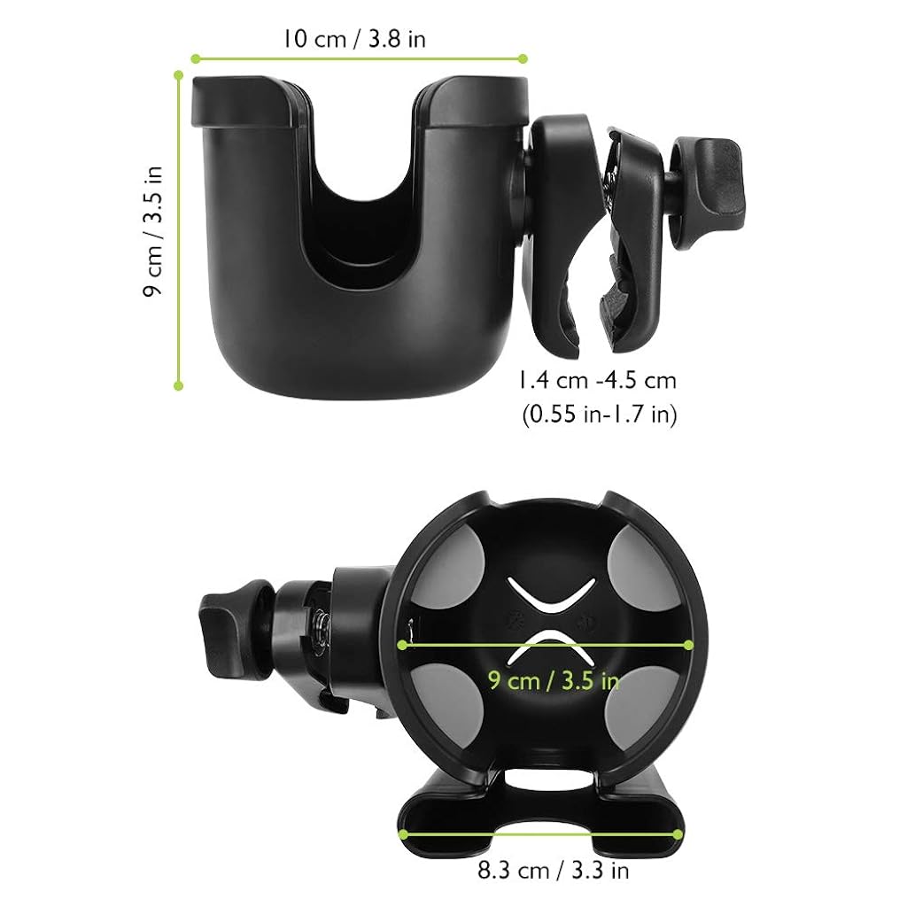 Proberos® Stroller Cup Holder with Phone Holder, 2-in-1 Cup Stroller for Bike Universal Strollers, Bike, Wheelchair, Walker, Scooter - Black