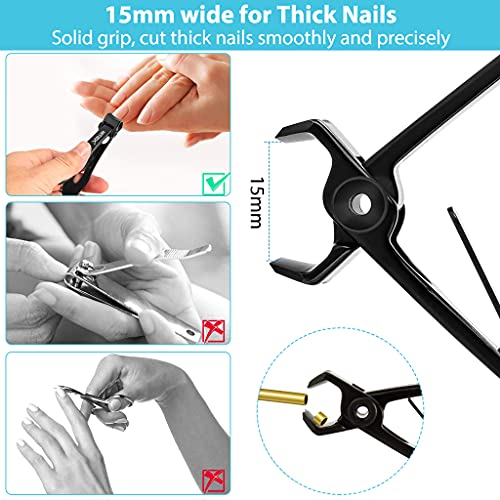 MAYCREATE® Nail Cutter for Men Toe Nail Cutter for Thick Nails Cutting Clipper Trimmer for Women Wide-Opening Sharp Jaws Stainless Steel Large Nail Clippers Set with Nail File 3 PCS