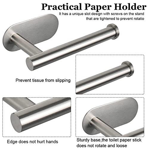 HASTHIP® Toilet Paper Holder Self Adhesive Thicken 304 Stainless Steel Rustproof Roll no Drilling for Bathroom Kitchen Washroom Chrome Finish 16 x 4.5 x 8.2CM Silver 3PCS