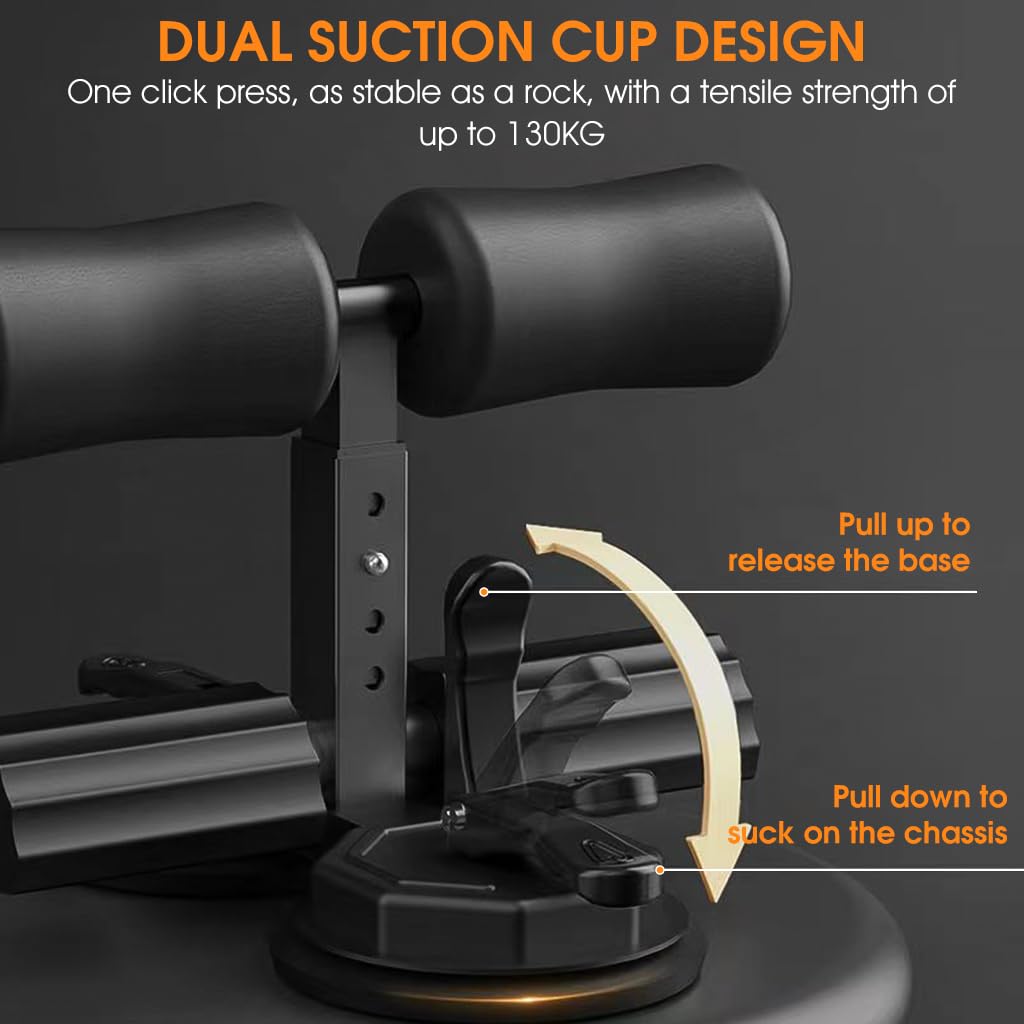 Proberos Sit Up Bar Dual Strong Suction Cups Design Floor Sit Up Bar Home Abs Trainer Adjustable Height Sit Up Bar for Men Women Sit Up Assistance Trainer