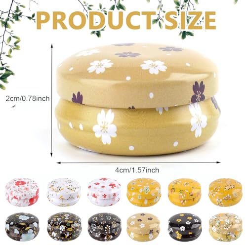 MAYCREATE 12PCS Candy Tins Colorful Marble Metal Tin with Lid, Empty Round Metal Storage Cans Jars Containers Travel Storage Tins for Candy Cookie Lip Balm DIY Candles Cosmetics Ointment, Style B