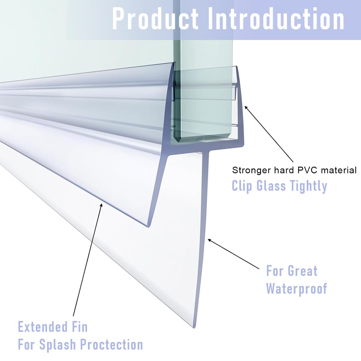 HASTHIP 39 Inches Bathroom Door Bottom Seal Flexible Dual Flap Design Glass Door Water Stopper Strip Door Sweep Universal Slide-in Door Bottom Water Stopper Strip for Glass Roor within 4-6mm Thicknes