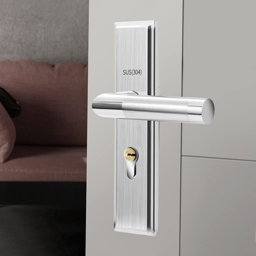 HASTHIP Heavy Duty Door Lock, Main Door Lock Set with 3 Keys, Mortise Keyed Lever Mount Latch with Deadbolt for Screen and Storm Doors, Satin Nickel, Style C