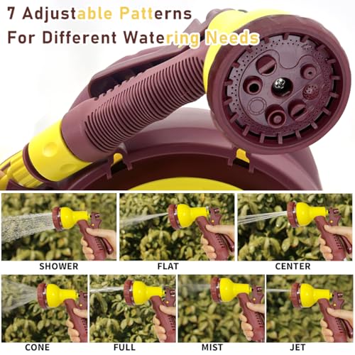 HASTHIP 32.8Ft Garden Hose Sprayer with Hand Crank Reel High Pressure Garden Hose Sprayer with Multi Modes, Labor Saving Car Washing Hose Sprayer Garden Hose Sprayer for Gardening, Car Washing
