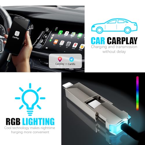 Verilux® TYPE C to Cable 4 in 1 Multifunctional PD 240W Fast Charging for iOS Android Stretchable with RGB Indicator USB Light-ning 2 PCS