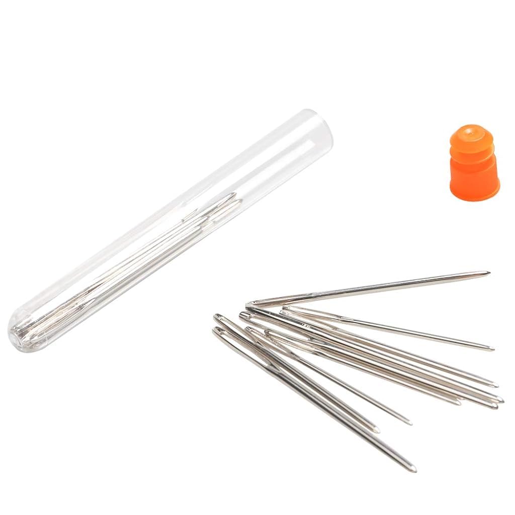 ZIBUYU Crochet Needles Set Large Eye Blunt Needle Crochet Kit Stainless Steel Sewing Needles Knitting Needles for DIY Crochets 3 Sizes Yarn Knitting with Transparent Bottle - 9 Pcs
