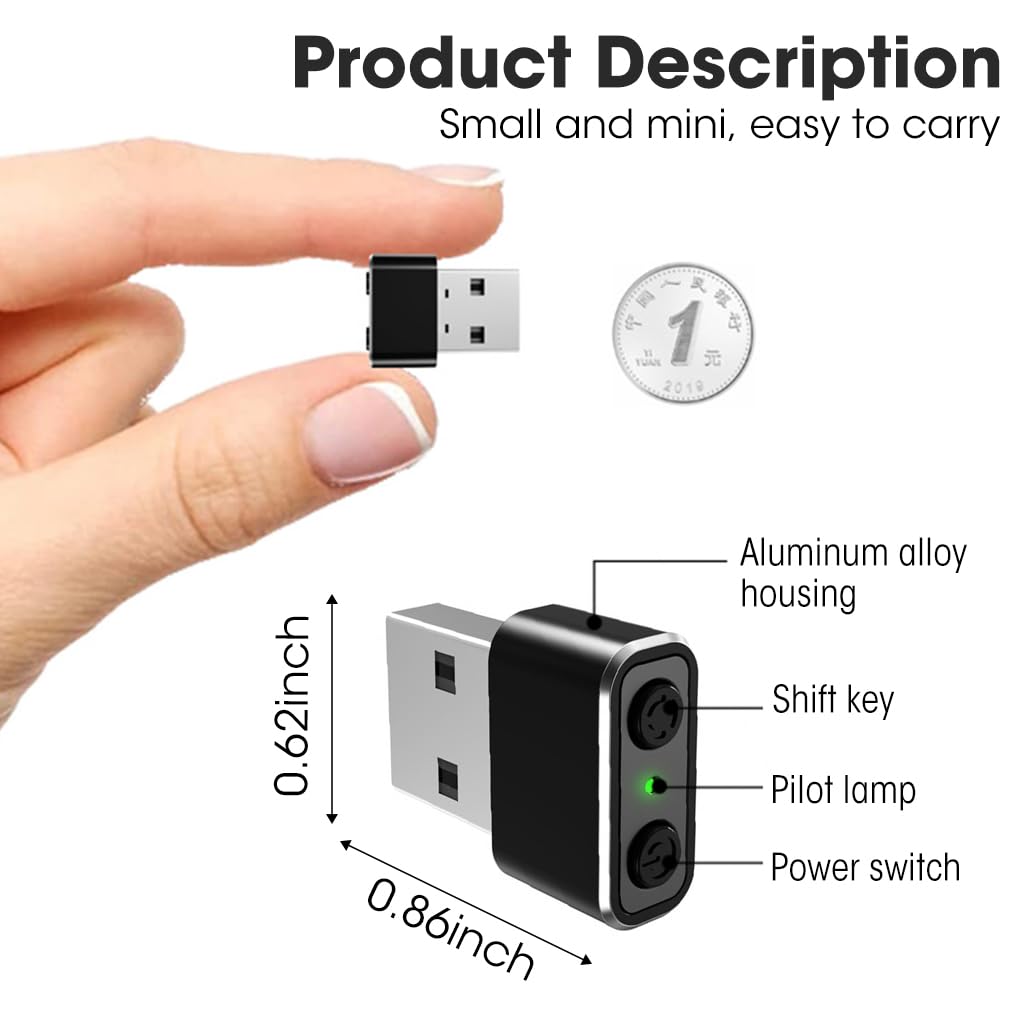 Verilux Mouse Jiggler Tiny Undetectable Mouse Mover with Separate Mode and ON/Off Buttons, 3 Jiggle Modes Automatically Simulates Mouse Movement to Keep Screen Active, Driver-Free, Plug-and-Play