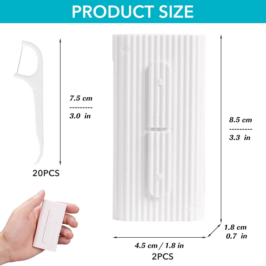 HANNEA HANNE 2Pcs Portable Dental Floss Boxes, Floss Pick Dispenser Refillable Floss Holder for Cleaning Teeth and Oral Care for Dating, Travel, Hotels