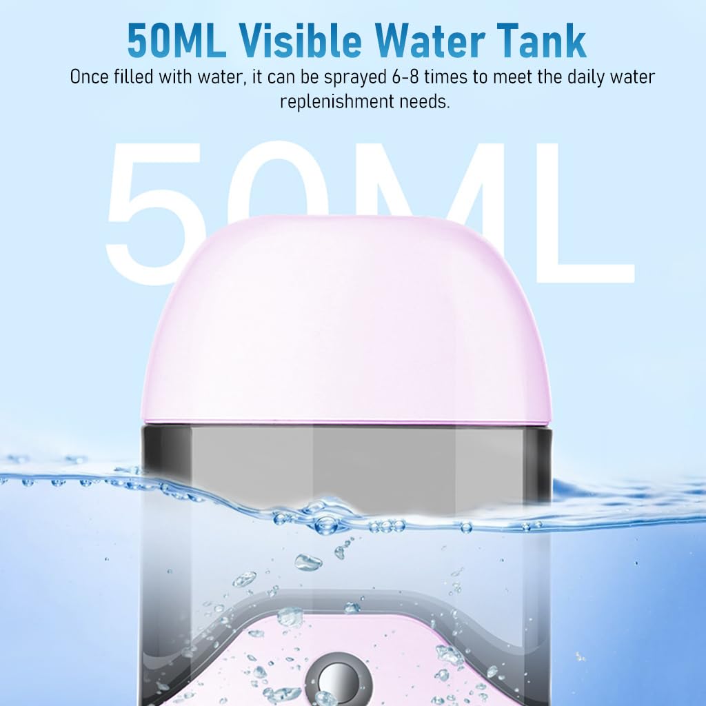 MAYCREATE Nano Facial Mist Sprayer, 50ml Mini Portable Nano Face Mist Spray Machine Mister, USB Rechargeable Beauty Skin Care Machine for Face Hydrating, Daily Makeup