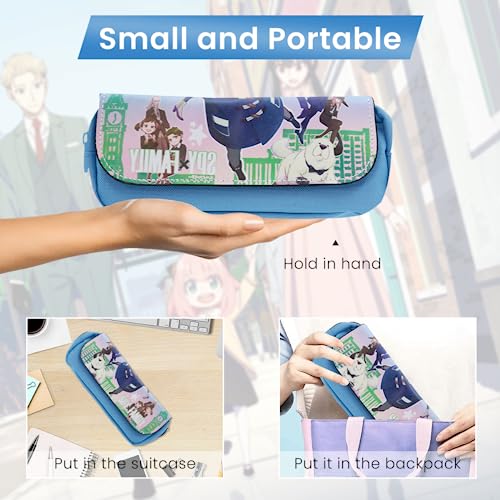 FANCYKU Spy x Family Pencil Case, Anime Pencil Pouch, Cartoon Prints Pen Pouch, Large Capacity PU Pencil Bag Stationery Organizer, Students Gift Children's Day Gift School Gift