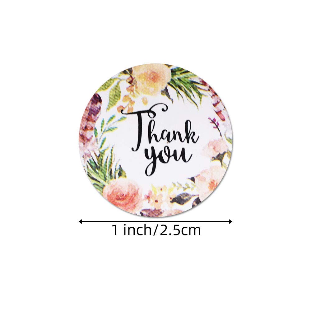 HASTHIP Pretty Round Floral Thank You Stickers Seal Label Handmade Envelope Stationery Paper Sticker (Multicolour) - 500pcs