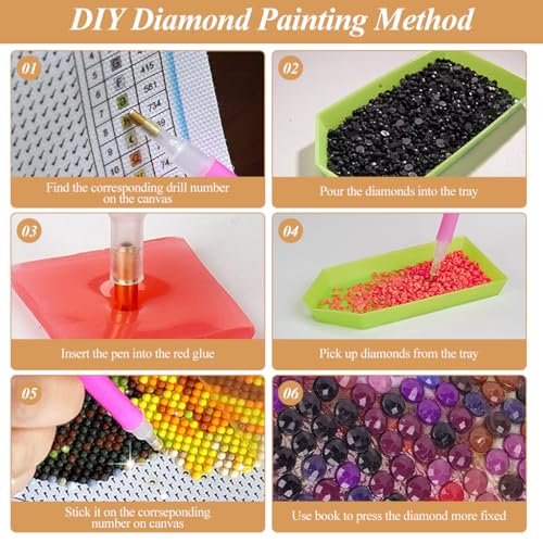 HASTHIP DIY 5D Diamond Painting Art Craft Kit Creative Cattle Art Diamond Painting Wall Decor DIY Diamond Painting Material Kit for Kids & Adults No Frame DIY Diamond Painting Art Kit, 12x16inch
