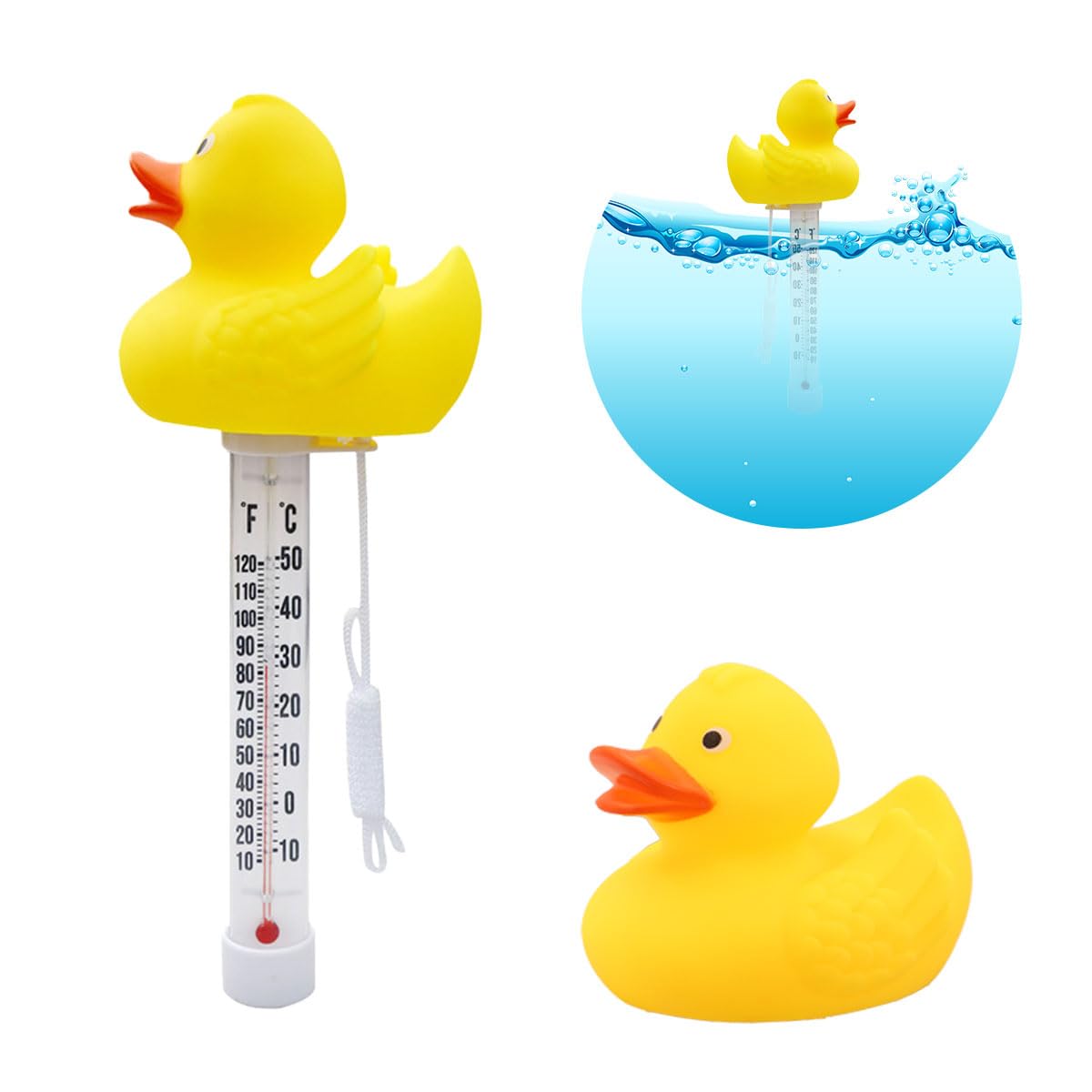 Optifit Floating Pool Thermometer 20-120°F/-10-50°C Baby Bath Tub Water Thermometer Cartoon Duck Water Thermometer Water Temperature Monitor for Bath Tub, Swimming Pool