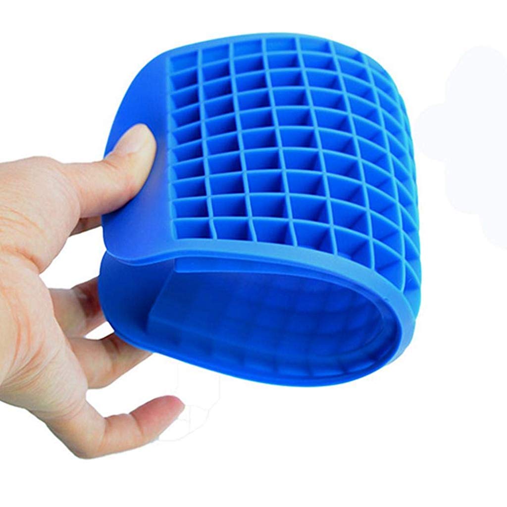 Supvox Mini Silicone Ice Cube Trays, 160 Grids Food Grade Small Ice Trays for Freezer, Ice Square Mould for Kitchen Bar Party Drinks - Blue