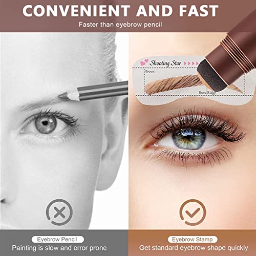 MAYCREATE Eyebrow Stamp Stencil Kit, One Step Eyebrow Stamp Waterproof Long Lasting, Eyebrow Stamp Makeup Tools, 10 Reusable Eyebrow Stencils Shape Thicker with 2 Eyebrow Pen Brushes(Dark Gray)
