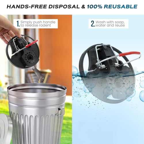 HASTHIP® 4PCS Rat Trap for House Garden Patio Mouse Quick Response Catcher Reusable Disk Strong Spring Loaded Round Killer for Mice and Other Rodents in Kitchen Garage