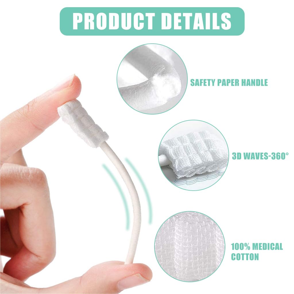 SNOWIE SOFT Baby Oral Cleaning Kit 2Pcs Silicone Baby Finger Toothbrush with 30Pcs Disposable Tongue Cleaner Cotton Swab Infant Toothbrush Dental Cleaning Tool for 0-24 Month Baby