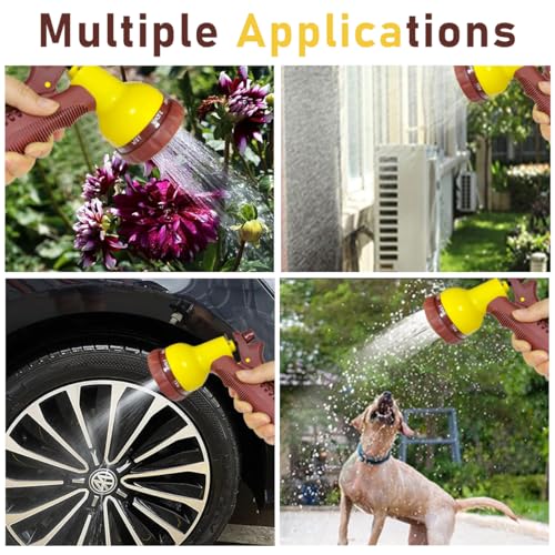 HASTHIP 32.8Ft Garden Hose Sprayer with Hand Crank Reel High Pressure Garden Hose Sprayer with Multi Modes, Labor Saving Car Washing Hose Sprayer Garden Hose Sprayer for Gardening, Car Washing