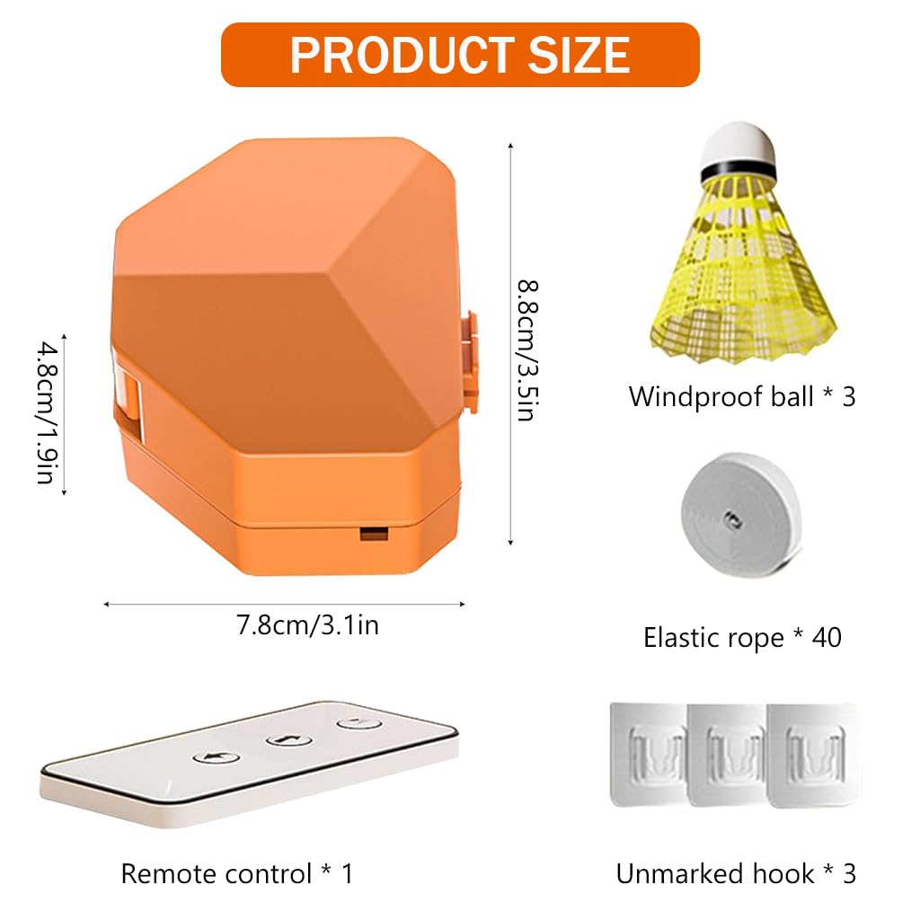 Proberos Badminton Trainer Device with Remote Control, Adjustable Height Automatic Rebound Badminton Practice Equipment with 3 Badmintons and Elastic Strings, No Badminton Racket