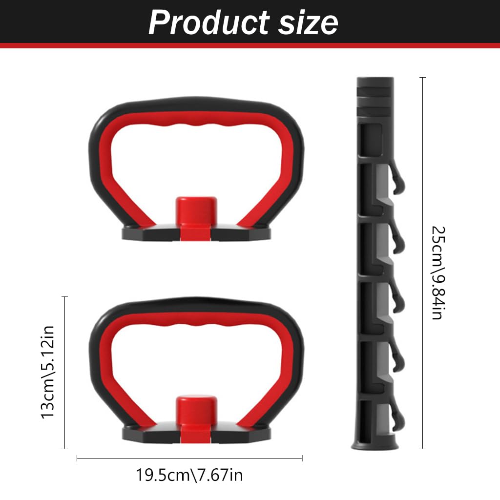 Proberos 2Pcs Kettlebell Converter Handle with Weight Plate Holder Shaft Dumbbell to Kettlebell Adjustable Converter Handle Anti-slip Safe Kettlebell Handle for Dumbbell Plates Push Up Floor Handles