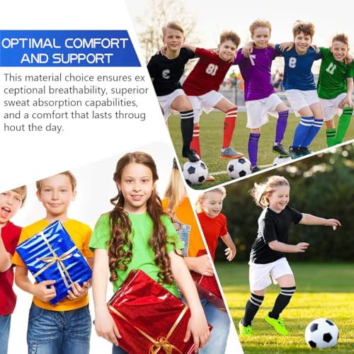 Proberos® Girls Nylon Sport Compression Sock Shin Guards Set 13.5 Inches Knee High 10-15 Years Old Sweat Absorption Long Socks for Soccer Basketball M Black 2PCS