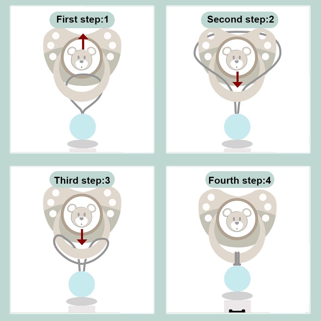 SNOWIE SOFT 2Pcs Pacifier Chain with Pacifier Clips and Storage Bag, Baby Teether Holder Belt Pacifier Clip for Baby Present, Teether Toy Pacifier Anti Lost Clip Teething Toy