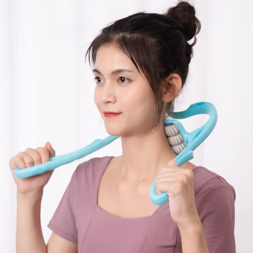 MAYCREATE Neck Massager, 6 Neck Massager Rollers for Pain Relief Manual Roller Massager for Neck, Relaxology Neck Massager Relieve Neck Soreness Muscle Pain