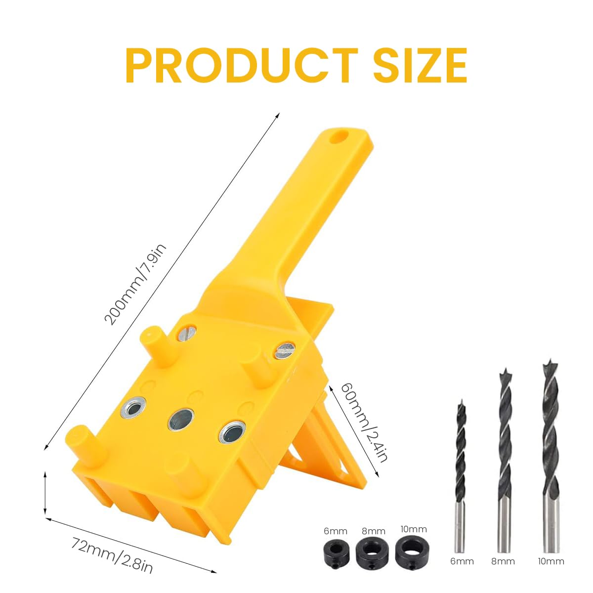 Serplex 8Pcs Hole Drilling Locator Tool Set Includes 3 Dril Bits, Drilling Bushings Self Centering Doweling Jig Hole Drilling Locator Tool with Handle Multi Hole Drilling Locator Tool for Wooden Work