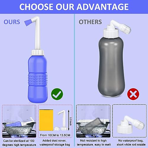 HANNEA Portable Jet Spray For Toilet, 450ML Antislip Strong Spray Portable Bidet, Travel Bidet With Longer Bottle Rod For Personal Hygiene, Postpartum Essentials, Hemmoroid Treatment, Baby Wash Green