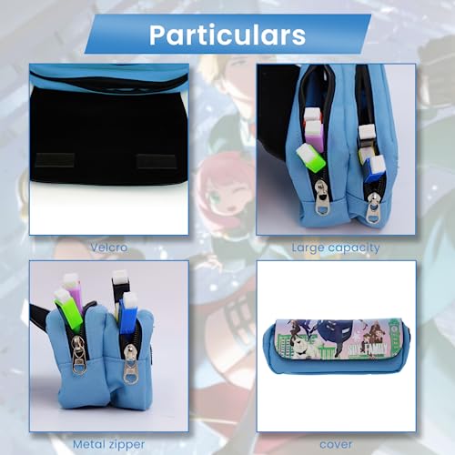 FANCYKU Spy x Family Pencil Case, Anime Pencil Pouch, Cartoon Prints Pen Pouch, Large Capacity PU Pencil Bag Stationery Organizer, Students Gift Children's Day Gift School Gift
