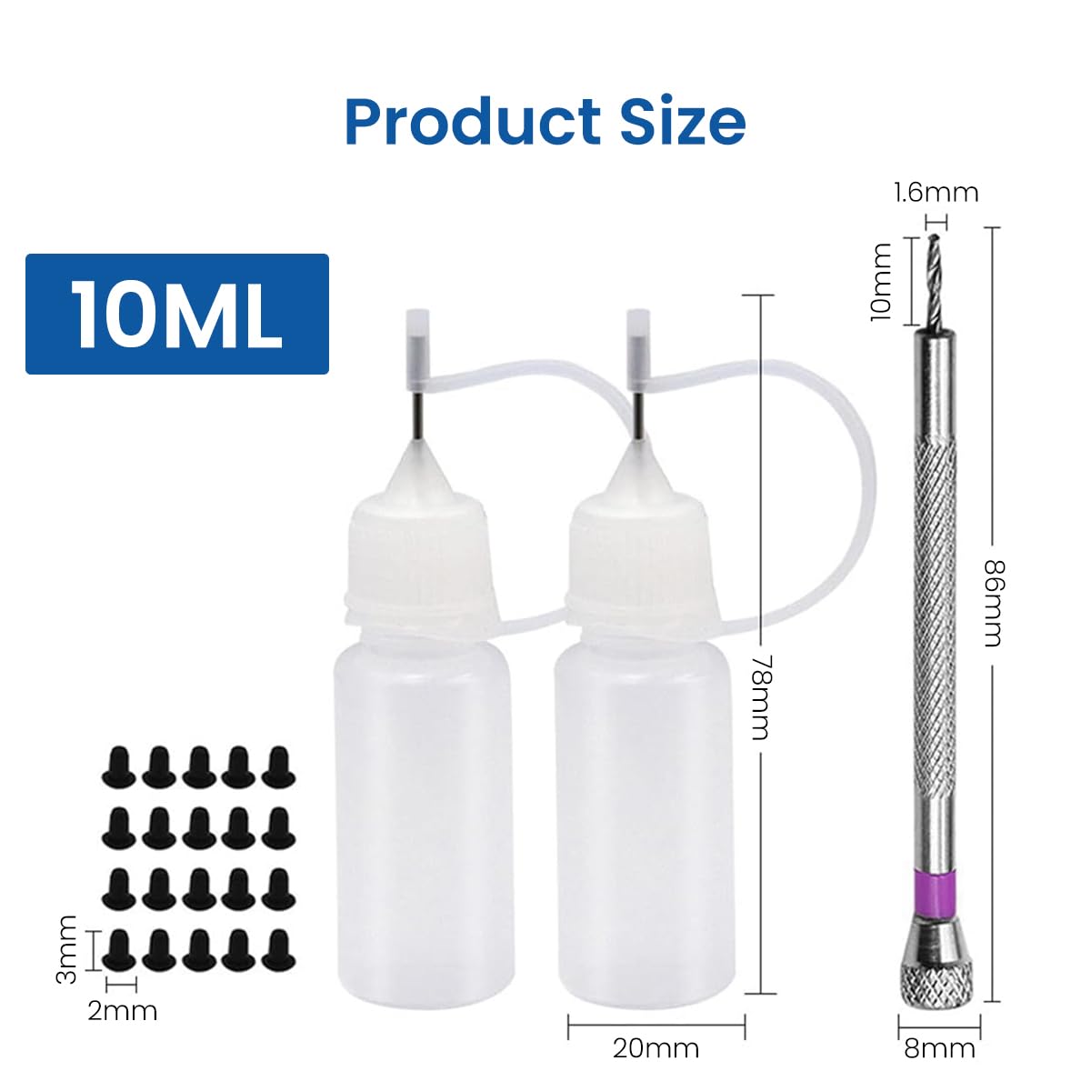 Serplex Fine Hand Drill Set for Resin Crafts Steel 1.6mm Pin Vise Hand Drill with 2 Pin Needle Squeeze Bottles Precision Hand Drill Tools for Epoxy Resin Arts Crafts, Wood, Clay Craft