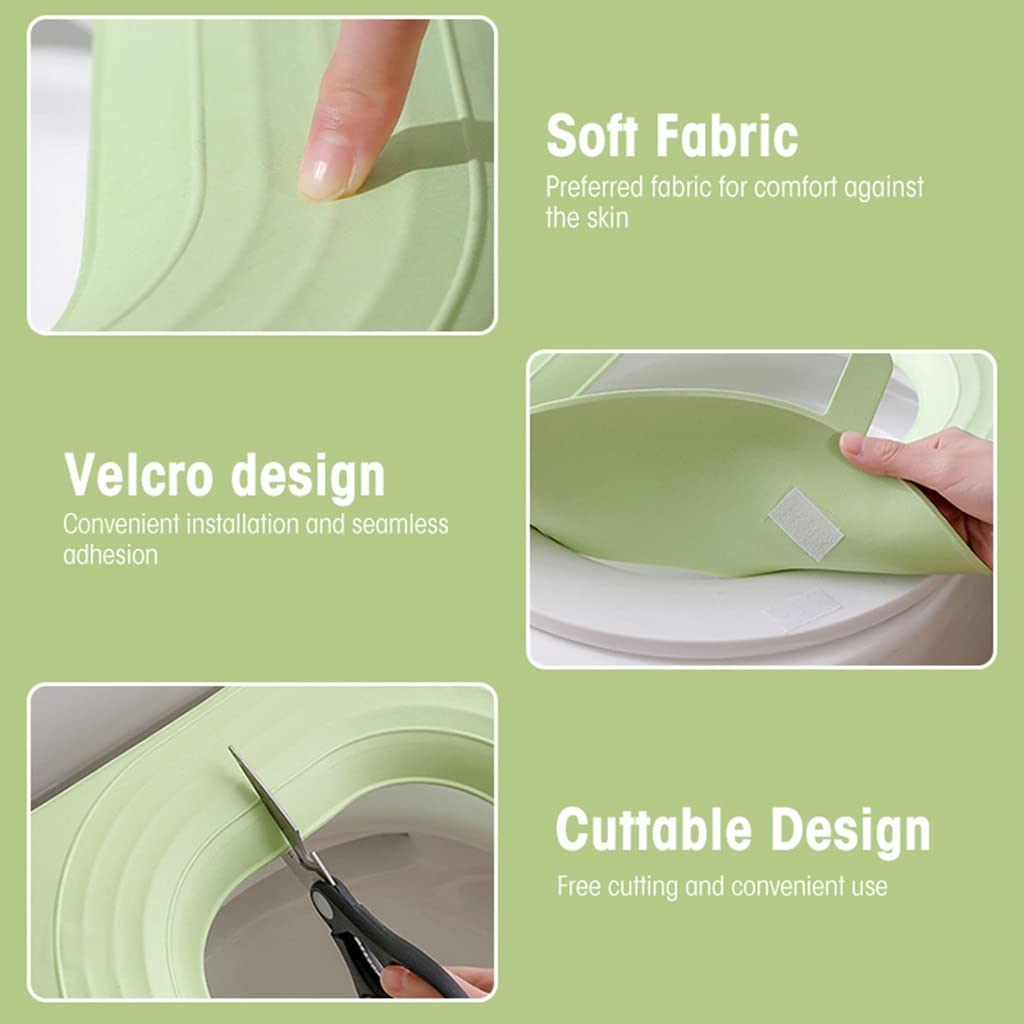 HASTHIP Toilet Seat Cover Pads, Waterproof EVA Toilet Seat Cushion with Handle, Reusable EVA Soft Pad Self-Adhesive Toilet Seat Cover Pads, Green