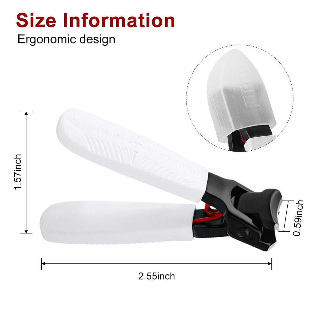 MAYCREATE Nail Cutter For Men Heavy Duty Stainless Steel Toenail Fingernail No Splash Trimmer With Catcher Nail Clipper for Thick Nail Toeail Clipper Portable Nail Clipper, White
