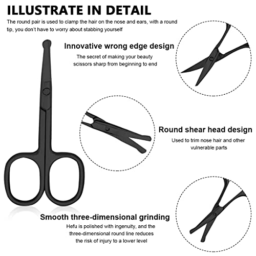 MAYCREATE Nose Scissors Beard For Men Mustache Eyebrow Trimmer Stainless Steel Set with Storage Box