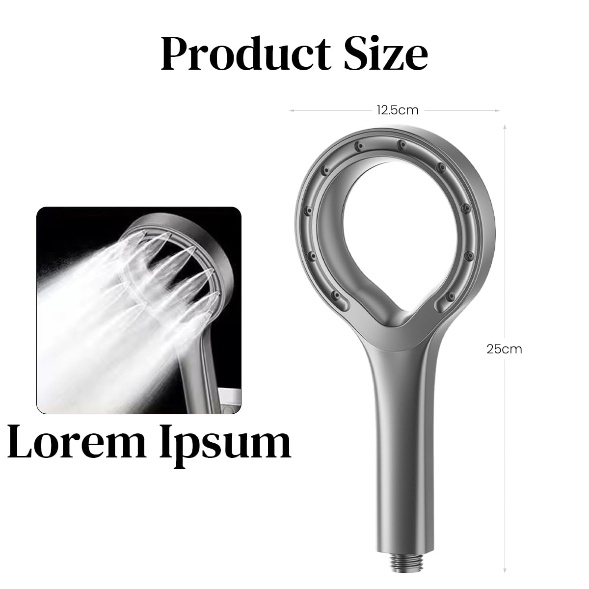 HASTHIP Universal Pressurized Massage Spray Mist Spray Shower Head Pressurized Shower Head, 8-Hole Shower Head Ring Bathroom Shower Head