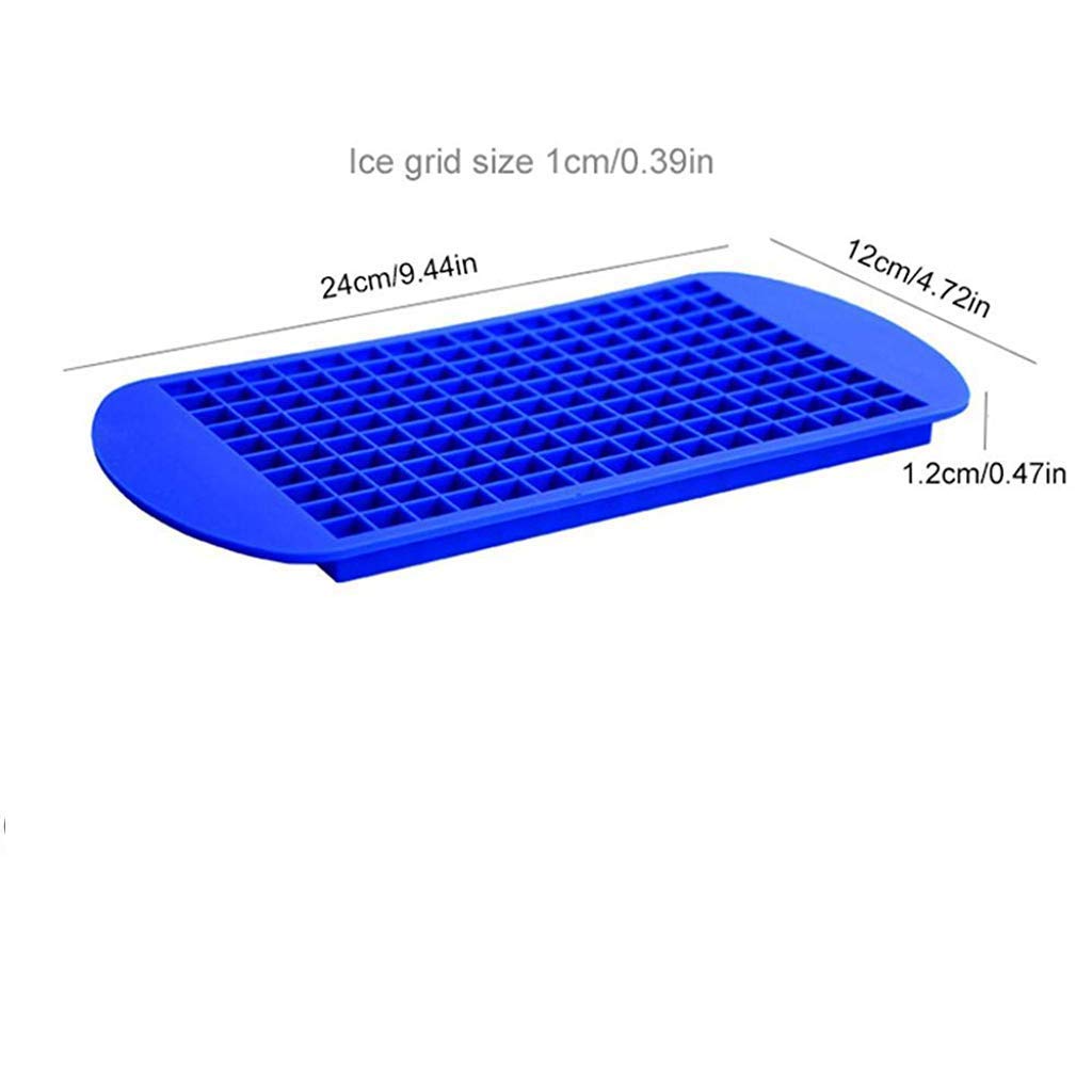 Supvox Mini Silicone Ice Cube Trays, 160 Grids Food Grade Small Ice Trays for Freezer, Ice Square Mould for Kitchen Bar Party Drinks - Blue