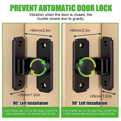 HASTHIP Barn Door Lock Hardware, 90 Degree Heavy Duty Gate Latches Flip Latch Safety Door Bolt Latch Lock, Sliding Door Latch Lock Suitable for Garden, Bathroom, Outdoor, Garage, Window (Black)